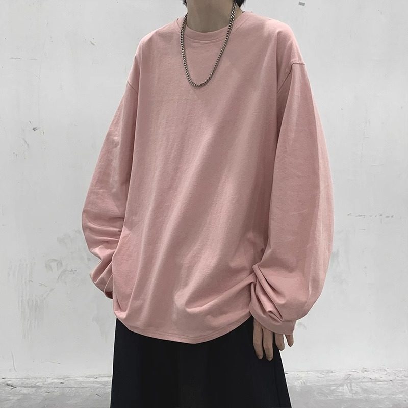 大码300斤2025秋季长袖T恤男潮流百搭纯色内搭衣服港风宽松打底衫,淘宝优惠券,粉丝福利购,淘宝优惠卷