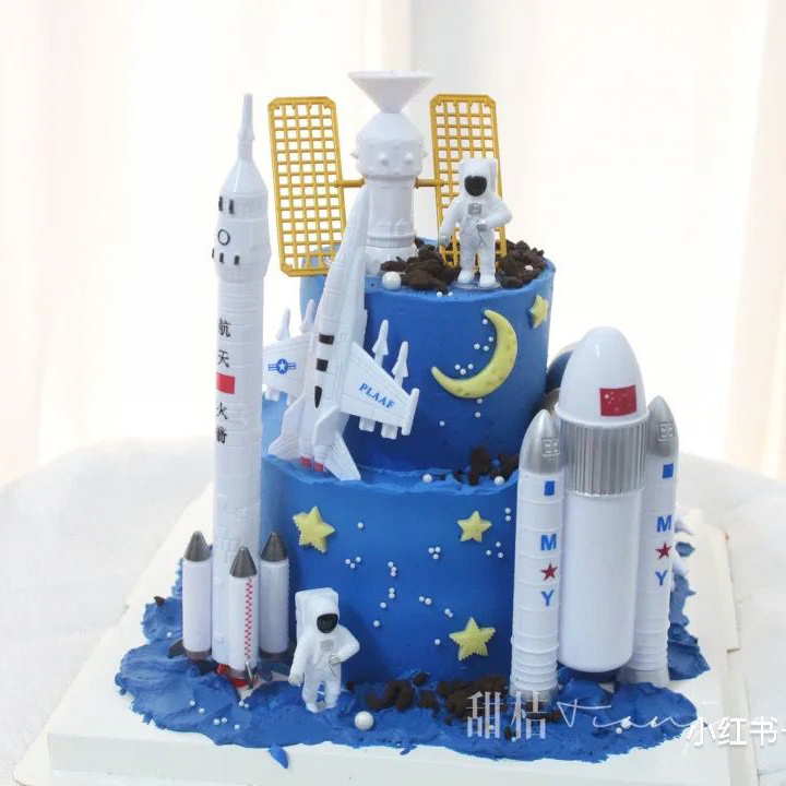 航天飞机7件套宇航员星球火箭蛋糕装饰品摆件航空模型探险火箭 - 图2