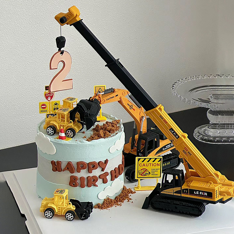 吊车蛋糕装饰摆件挖土机推土机工程车儿童男孩儿童生日甜品台插件,淘宝优惠券,粉丝福利购,淘宝优惠卷