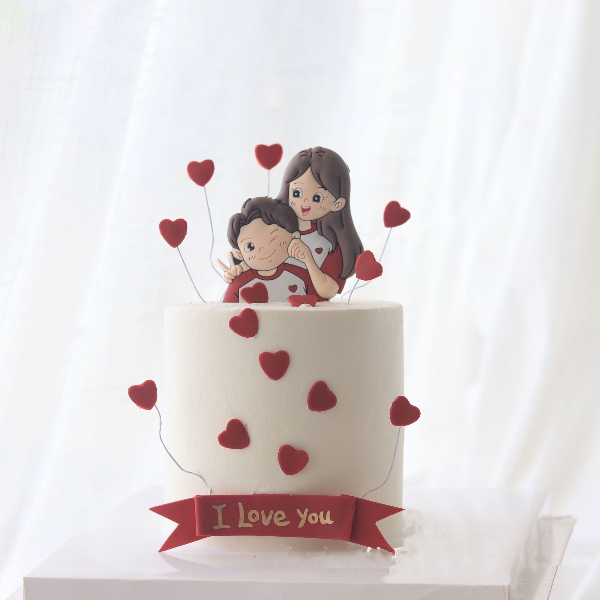 2025情人节蛋糕装饰软胶小情侣摆件2.14甜蜜浪漫俏皮比耶男女朋友