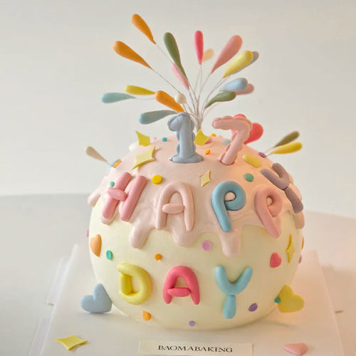 网红同款彩色礼花火生日蛋糕装饰插件happy birthday字母模具烘焙 - 图1