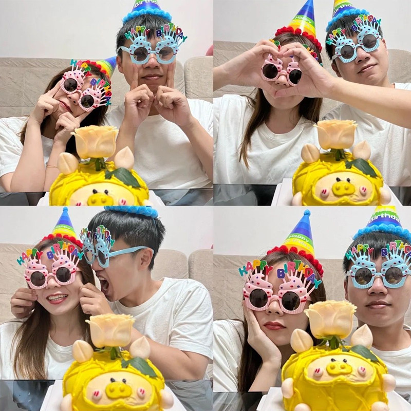 生日装饰场景布置派对眼镜宝宝周岁快乐儿童女孩皇冠蛋糕帽子拍照