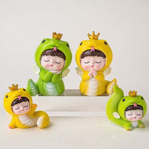 网红蛋糕装饰小蛇宝宝摆件儿童生日可爱许愿蛇宝周岁烘焙装扮插件 - 图0