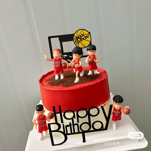 网红篮球蛋糕装饰品摆件套装迷你球鞋球框男孩生日主题烘焙配件 - 图2