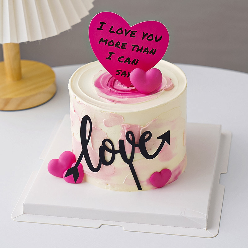 2025情人节蛋糕装饰我爱你爱心卡片亚克力love我想见你2.14插件