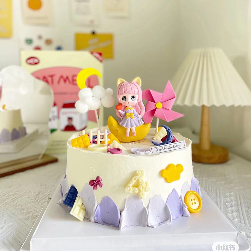 星河少女蛋糕装饰摆件月亮女孩公主娃娃小可爱生日烘焙配件插件,淘宝优惠券,粉丝福利购,淘宝优惠卷