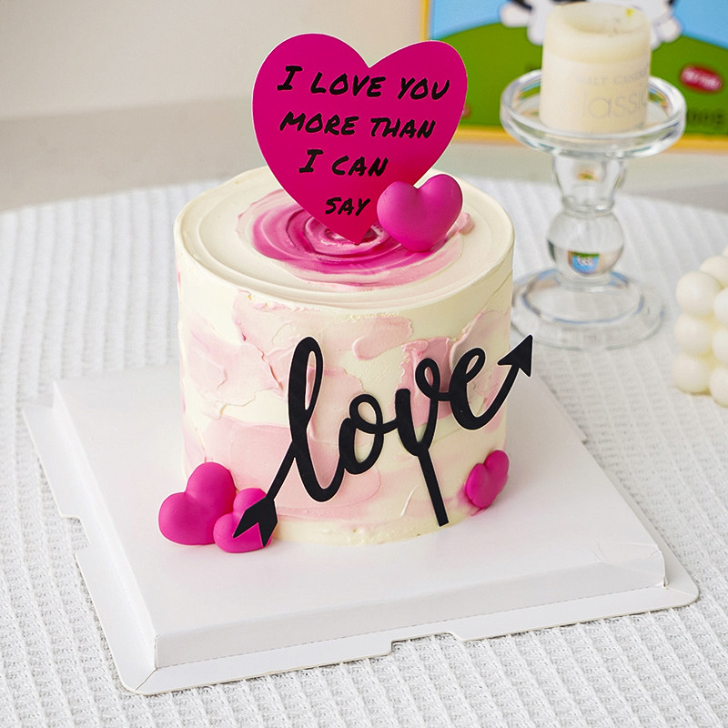 2025情人节蛋糕装饰我爱你爱心卡片亚克力love我想见你2.14插件