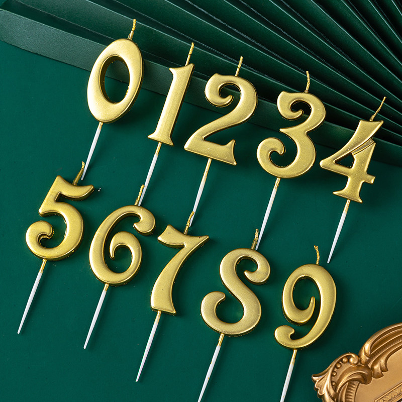 【10个装】金色数字蜡烛生日蛋糕装饰插件独立盒装曲线甜品台摆件 - 图1