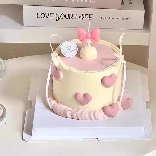 韩系ins简约风珠光白色蝴蝶结蜡烛蛋糕装饰丝带仙女生日爱心插件 - 图1