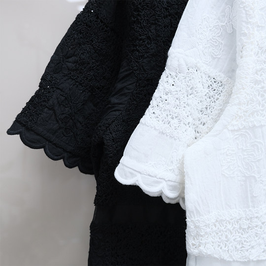 国货精品 女款 圆领蕾丝刺绣透视拼接宽松连衣裙 B760