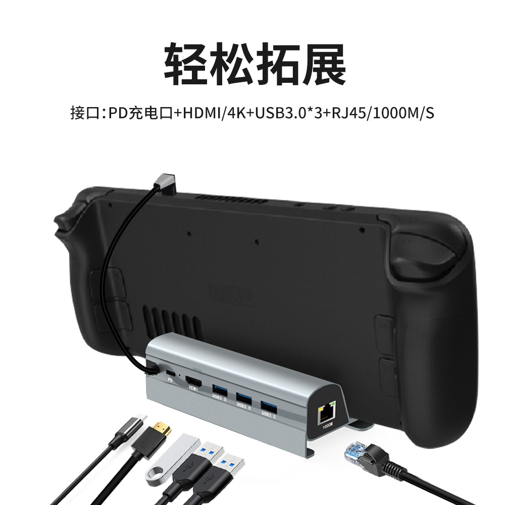 steam deck游戏机底座掌机拓展坞外接HDMI电脑千兆扩展PD USB3.0 - 图2