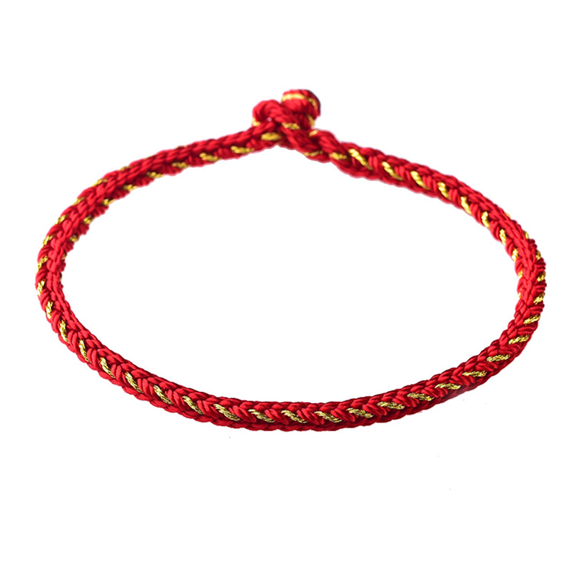 米卡手绳红加金八股绳手链纯手工编织红绳简约时尚送礼物民族风 - 图3