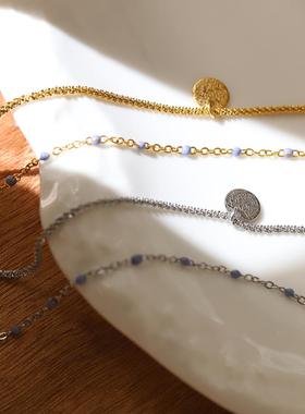 不掉色中古风双层叠戴项链