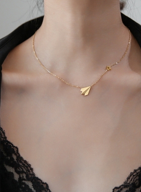 设计感飞机百搭不掉色七夕毛衣链