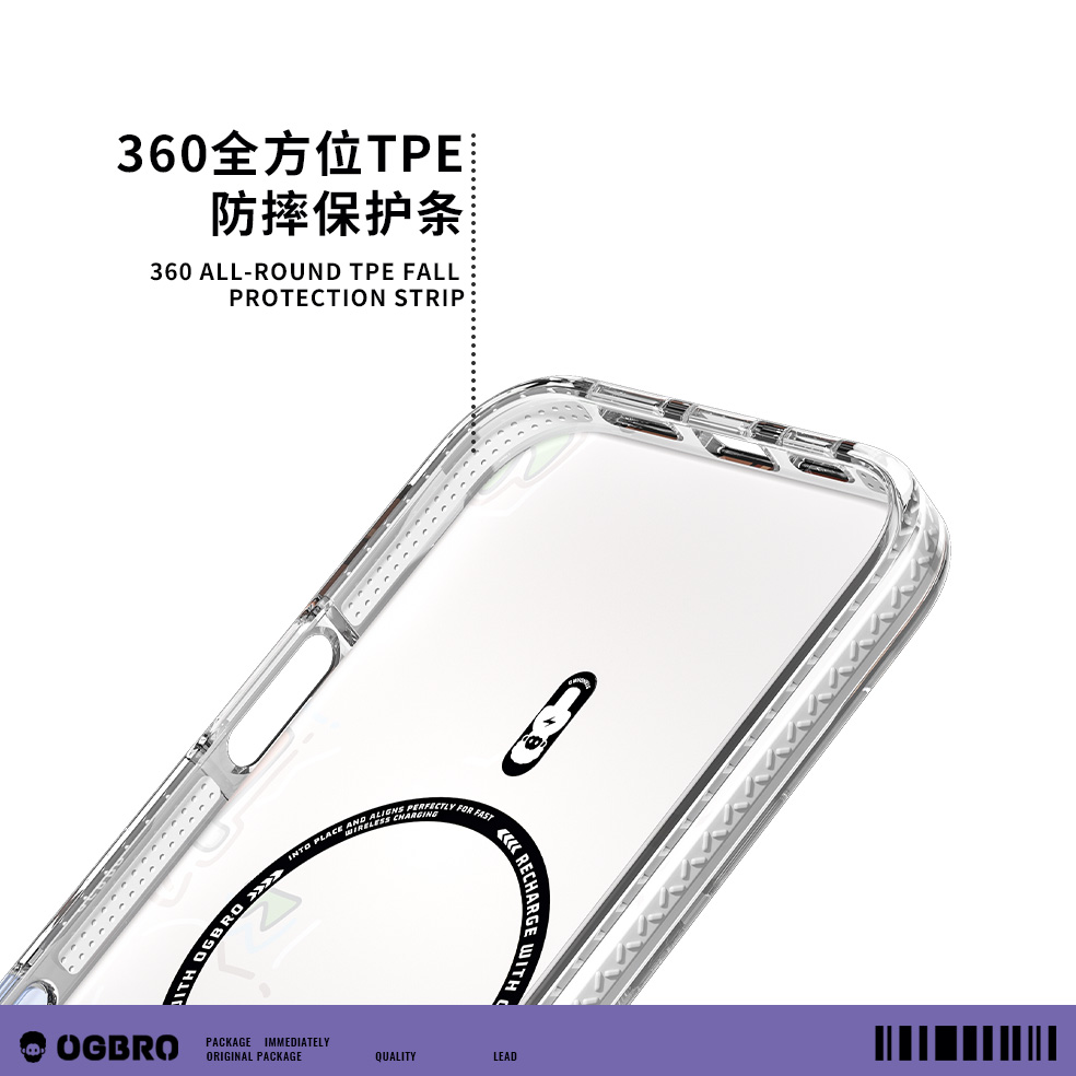 OGBRO幻想乐园适用苹果16涂鸦防摔手机壳iPhone16promax金属镜框磁吸充电磨砂全包时尚保护套2024新款男女款