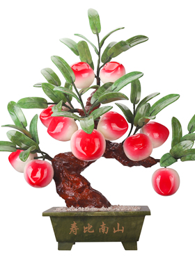 玉石盆景盘栽仙桃玉器家居蟠桃