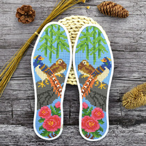 Hongyun Rose Cross embroidered insole itself embroidered semi-finished brocade with a floral hand embroidered seven-layer printed pure cotton cloth