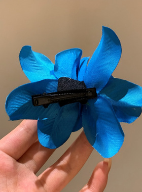 超显白蓝色花朵度假拍照边夹