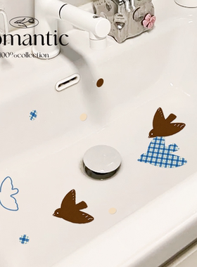 复古飞鸟洗手盆装饰贴纸遮丑墙贴