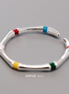 SIRVE彩色条纹开口S925戒指