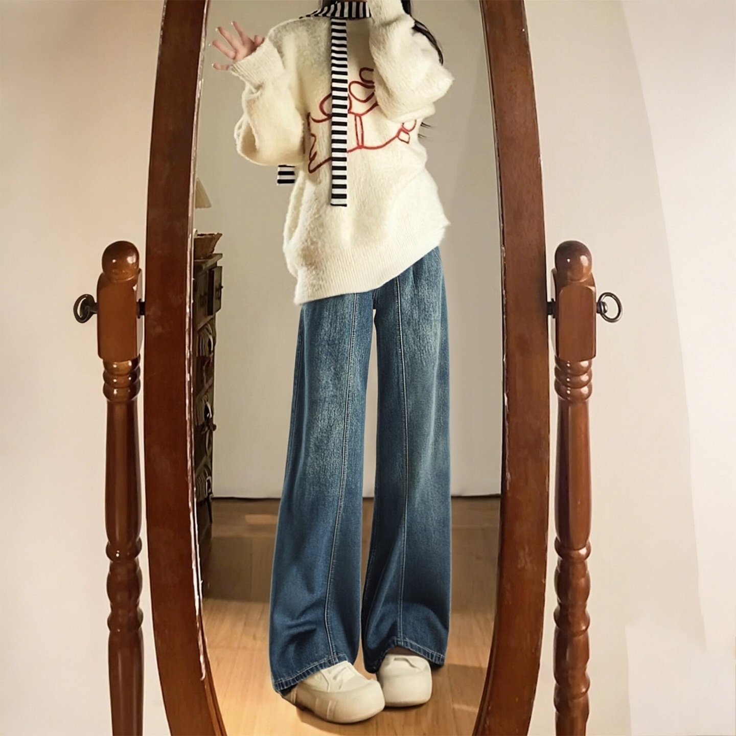 特大码女装胖mm设计感百搭阔腿牛仔裤女高腰显瘦遮胯百搭直筒裤潮,淘宝优惠券,粉丝福利购,淘宝优惠卷