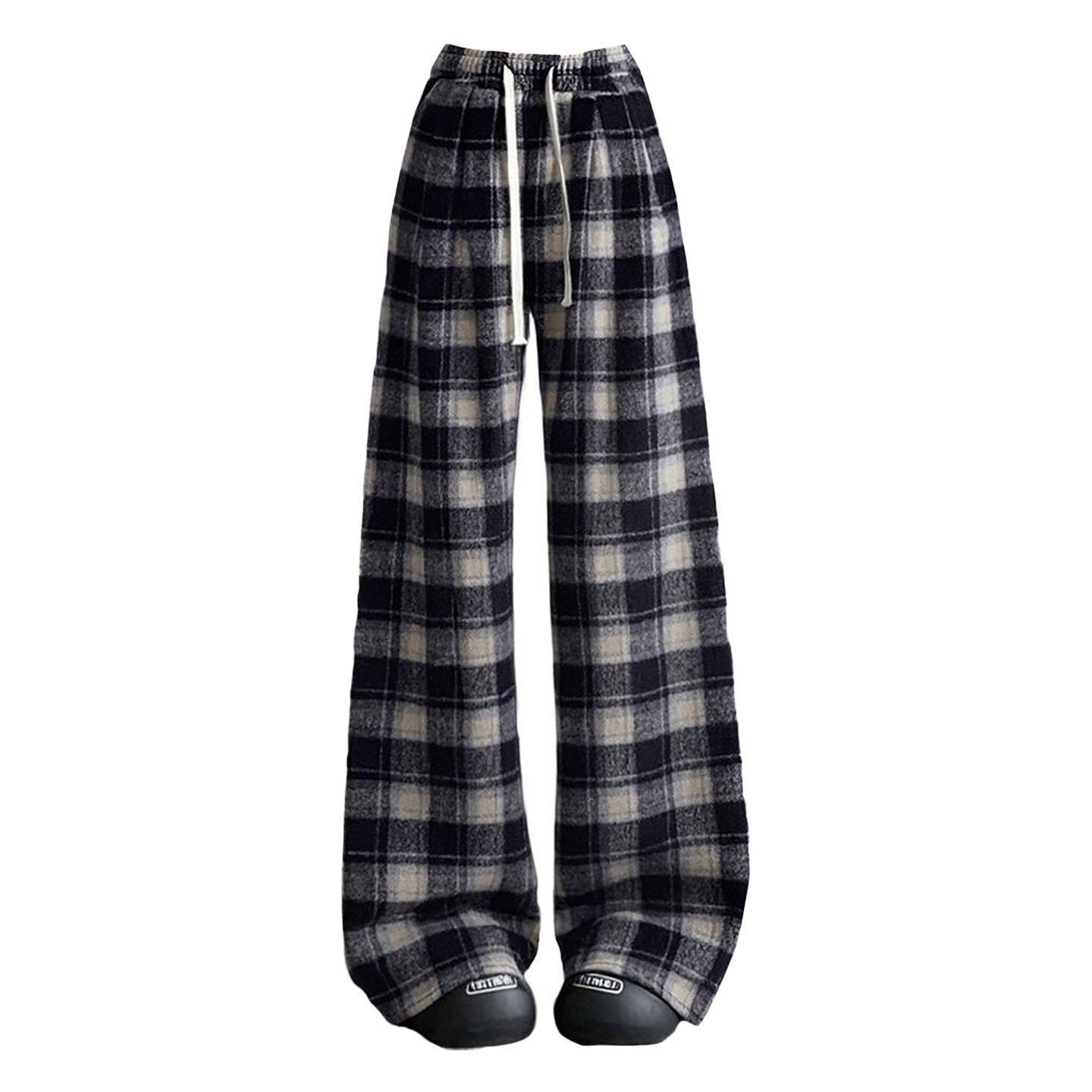 特大码女装胖mm复古格纹阔腿裤女宽松显瘦高腰百搭直筒休闲裤子潮,淘宝优惠券,粉丝福利购,淘宝优惠卷