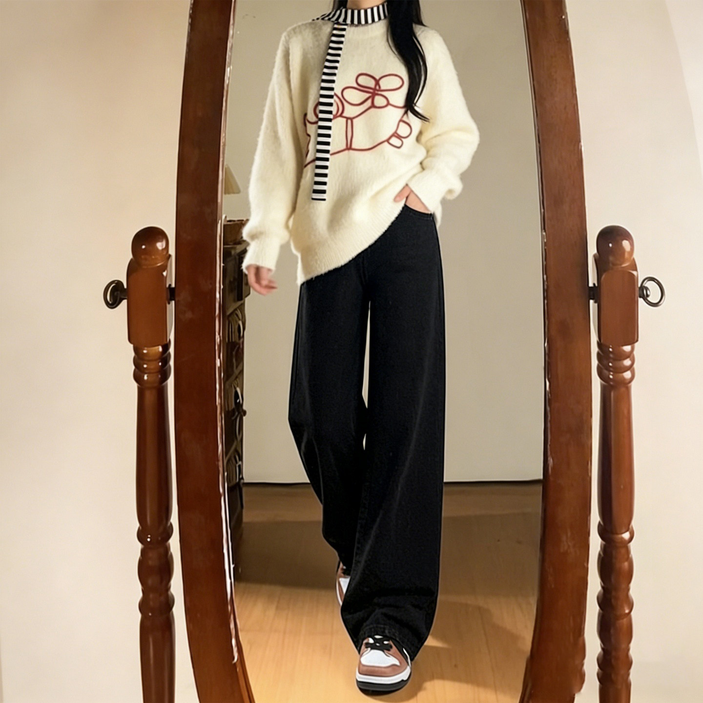 300斤胖mm大码女装复古高腰设计感阔腿牛仔裤女宽松显瘦直筒裤子,淘宝优惠券,粉丝福利购,淘宝优惠卷