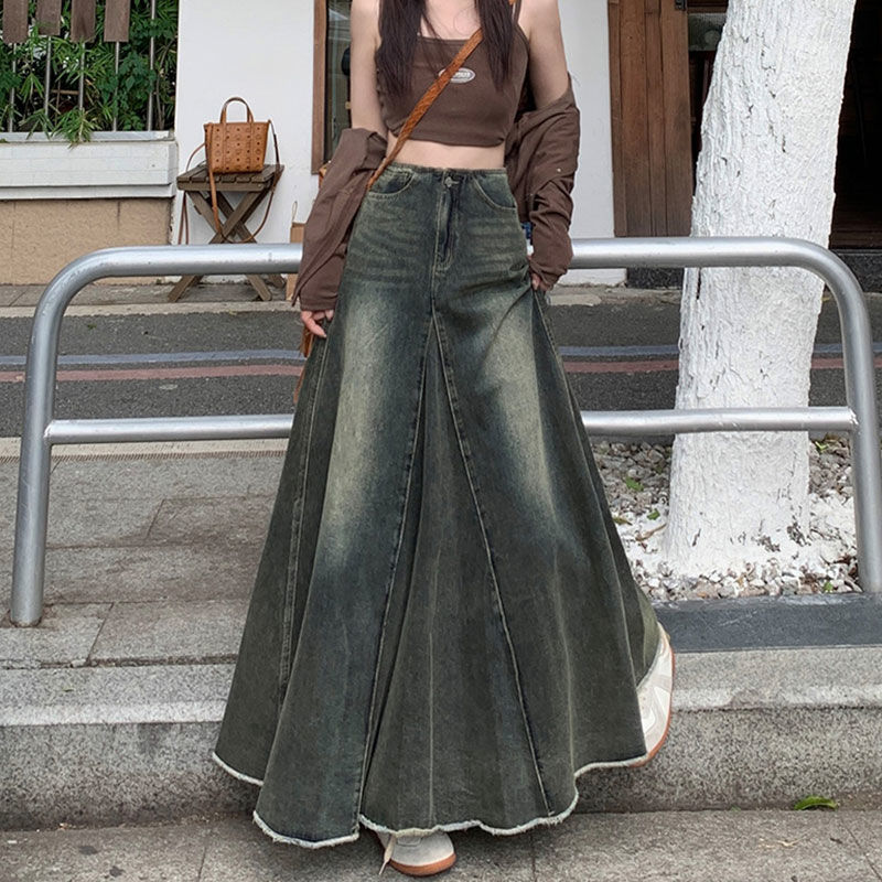2-300斤加肥加大胖mm大码复古牛仔半身裙女高腰中长a字包臀鱼尾裙,淘宝优惠券,粉丝福利购,淘宝优惠卷