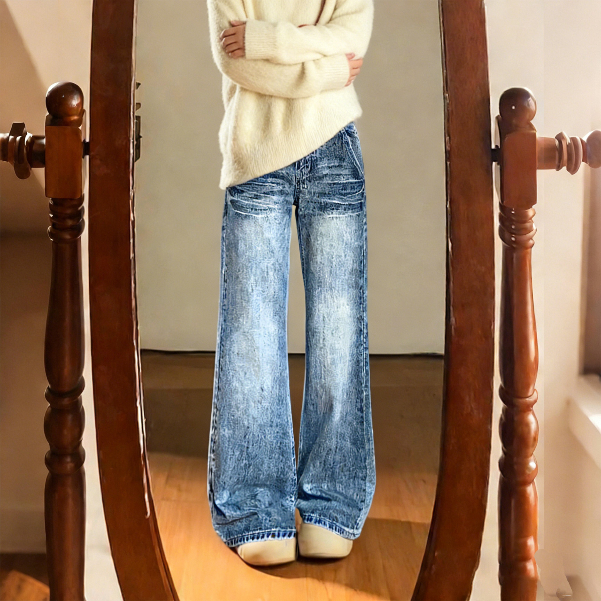 300斤大码女装胖mm水洗裂纹阔腿牛仔裤女高腰百搭显瘦遮胯直筒裤,淘宝优惠券,粉丝福利购,淘宝优惠卷