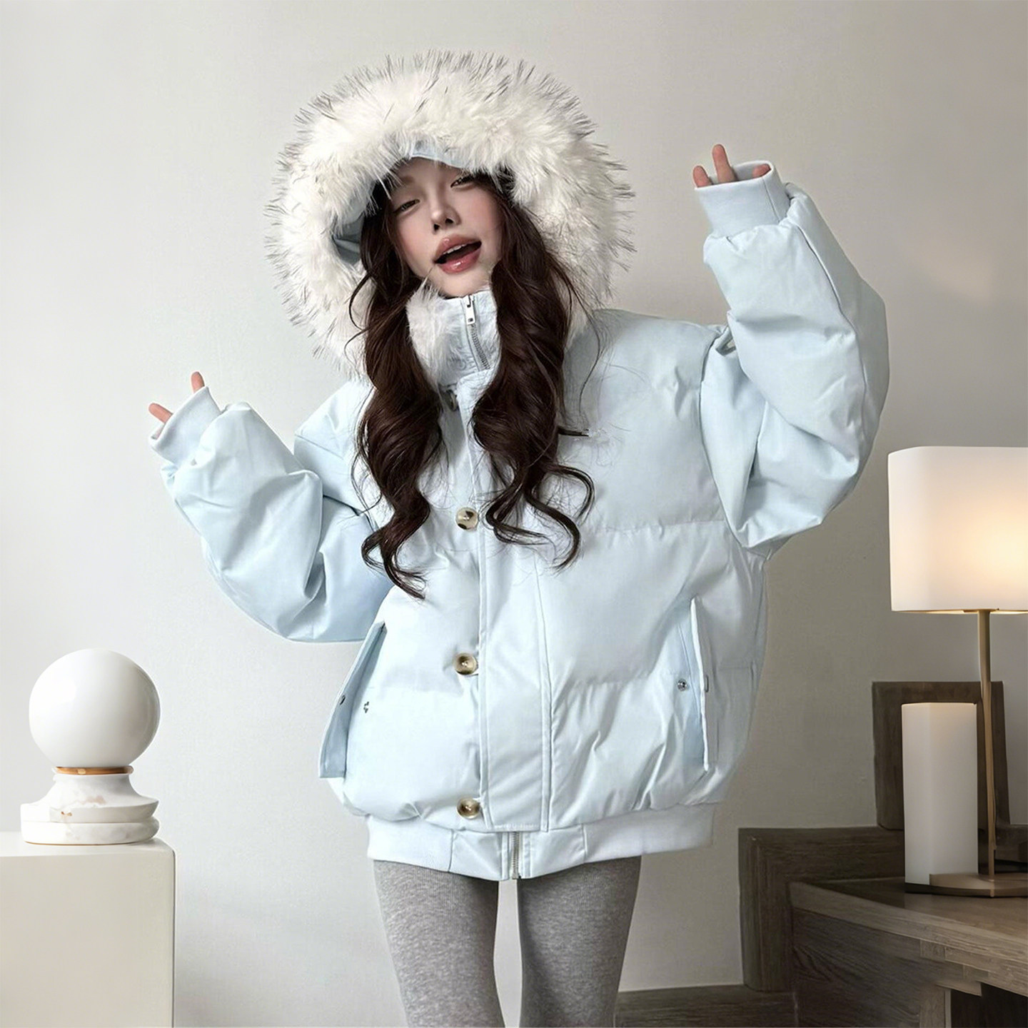 特大码女装胖mm设计感毛领连帽棉服女冬季宽松加厚保暖棉衣外套潮,淘宝优惠券,粉丝福利购,淘宝优惠卷