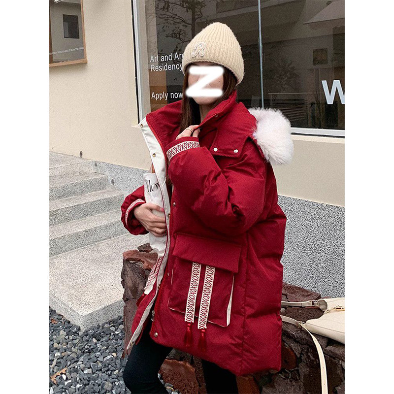 300斤胖mm大码女装大毛领新年红棉服女加厚保暖流行洋气棉袄外套,淘宝优惠券,粉丝福利购,淘宝优惠卷