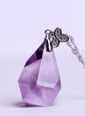 天然紫水晶吊坠G18k金随形项链