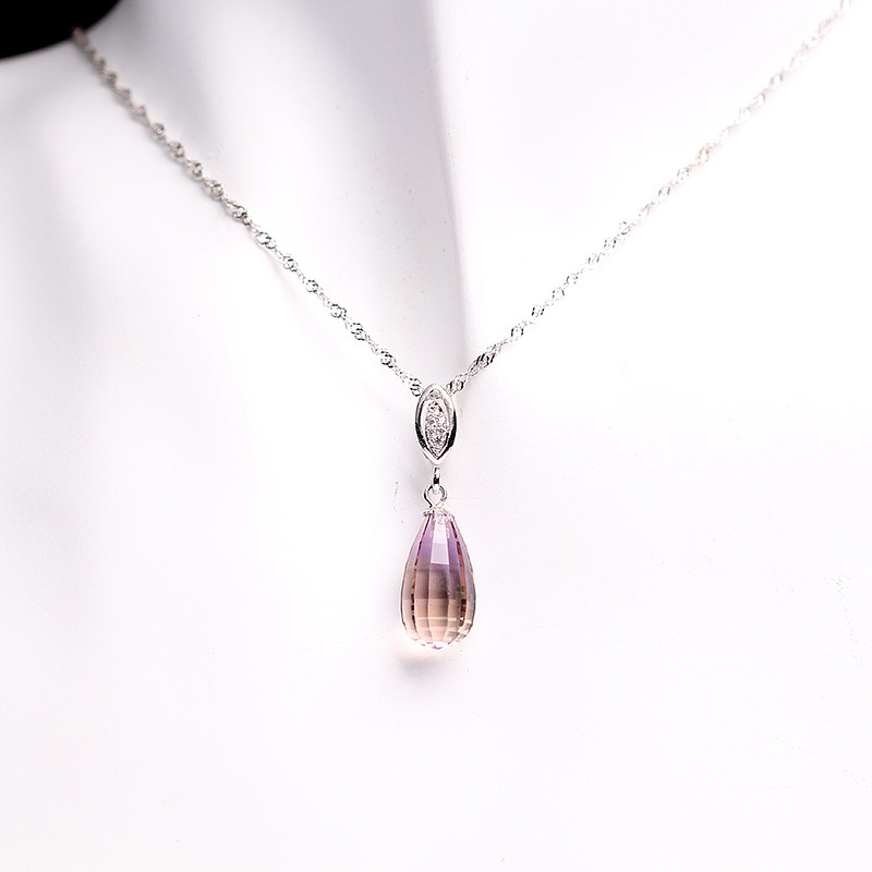 赠证书天然紫黄晶裸石s925银吊坠 晶庄珠宝项坠/吊坠