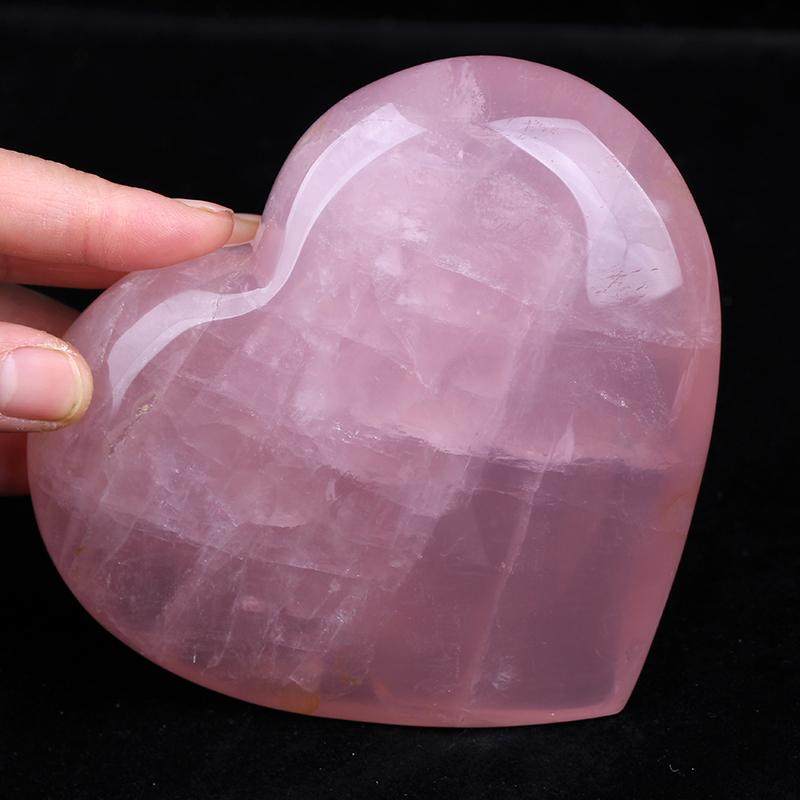 天然粉水晶原石手把件 粉晶爱心芙蓉石把玩件 一物一图 马粉摆件 - 图0