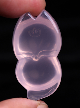 招桃花天然粉水晶小狐狸吊坠