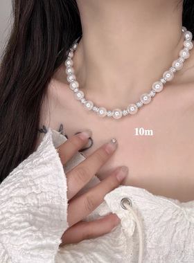 丽银丽贝丽影爆款主推气质时尚法式复古璀璨星河钻球珍珠项链爆款