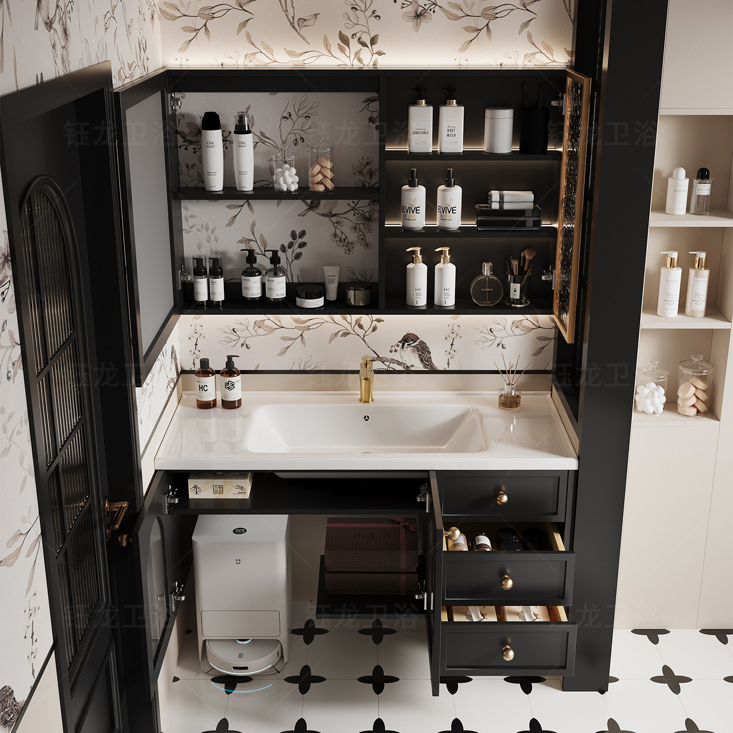 法式复古浴室柜扫地机器人基站美式轻奢陶瓷一体盆洗手洗漱台卫浴,淘宝优惠券,粉丝福利购,淘宝优惠卷