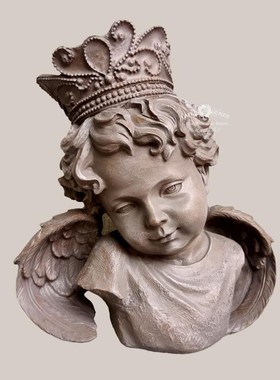 复古法式树脂皇冠天使摆件法式