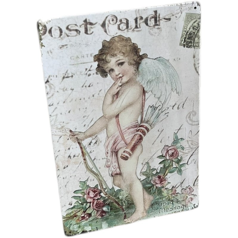 4张包邮复古做旧天使花朵玫瑰铁皮画花园墙面装饰画拍摄背景 多款,淘宝优惠券,粉丝福利购,淘宝优惠卷