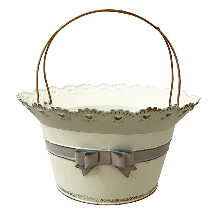 日系ins风复古做旧铁艺蕾丝边蝴蝶结花篮花盆花园阳台装饰品杂货,淘宝优惠券,粉丝福利购,淘宝优惠卷