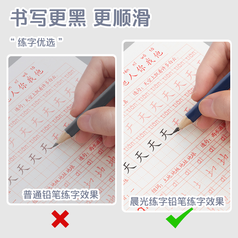 晨光大三角铅笔儿童用矫正握姿HB粗杆幼儿园小学生特粗芯硬笔书法练字2比安全无铅毒2b三棱公文式专用一年级