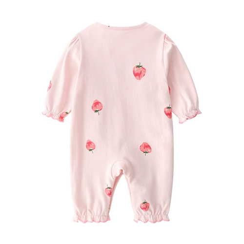 Летний детский хлопковый комбинезон для новорожденных, розовое боди