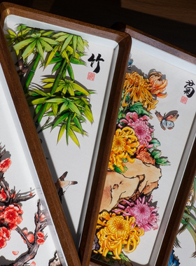 非遗剪纸梅兰竹菊商务定制礼品