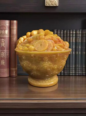 仿玉聚宝盆中古风桌面摆件