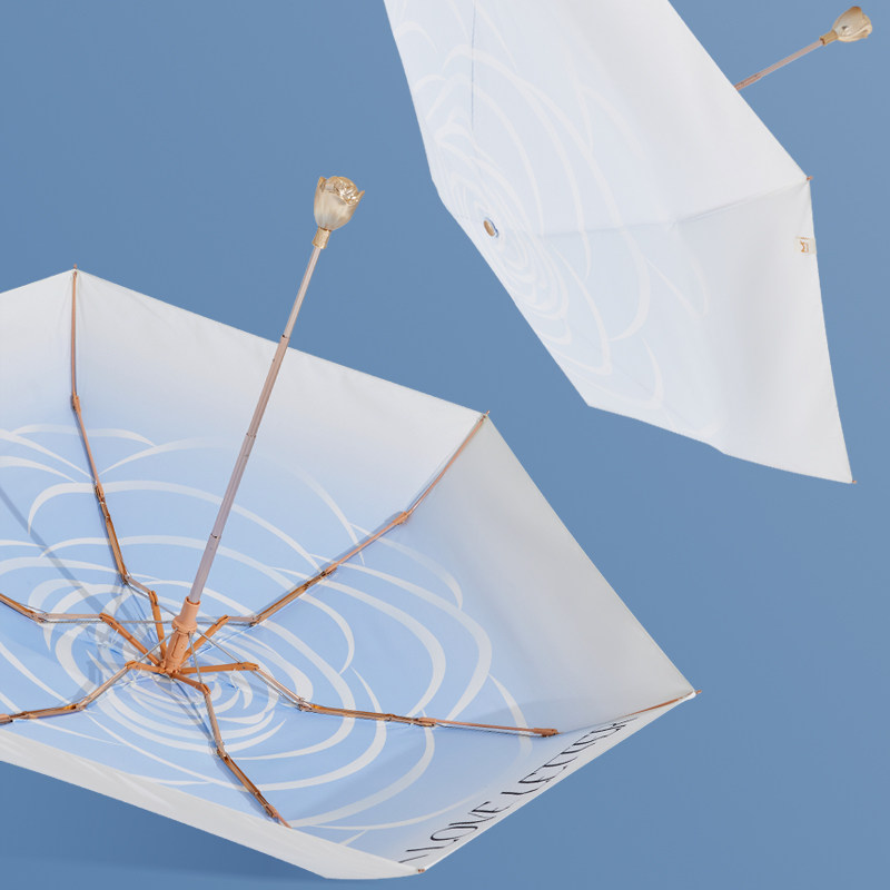 觅雨missrain玫瑰花雨伞晴雨两用女生迷你五折遮阳伞防晒防紫外线