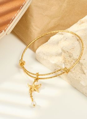 法式双层推拉手镯女钛钢手饰ins风欧洲饰品欧美跨境小众