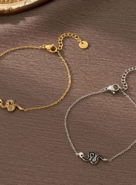 法式动物手链女蛇链不锈钢小众欧洲跨境个性钛钢百搭