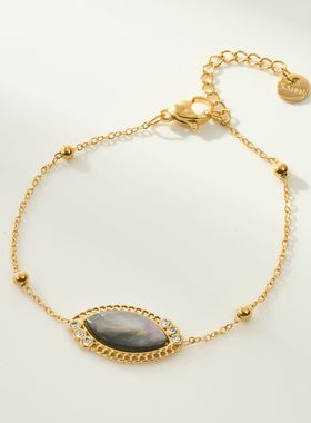 法式女手链钛钢石头镶嵌手饰跨境ins风欧洲轻奢不锈钢不掉色