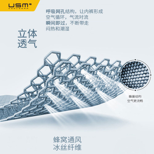 【69元 选4件】USM透气网孔男士内裤 性感低腰 D凸男平角裤 时尚 - 图2