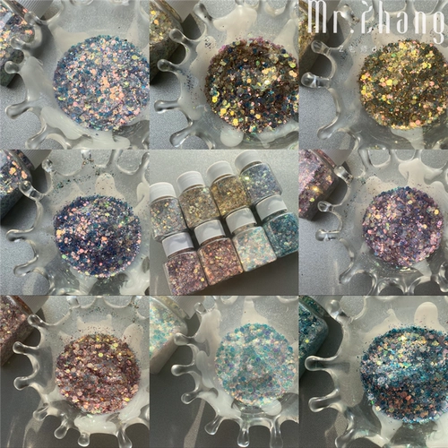 Учитель Z, DIY -потоковая моти -материал материал флэш -порошок зрачки зрачков новых мельчайших вспышек из мелких порошков, вспыхнувшие, клейкие ногти